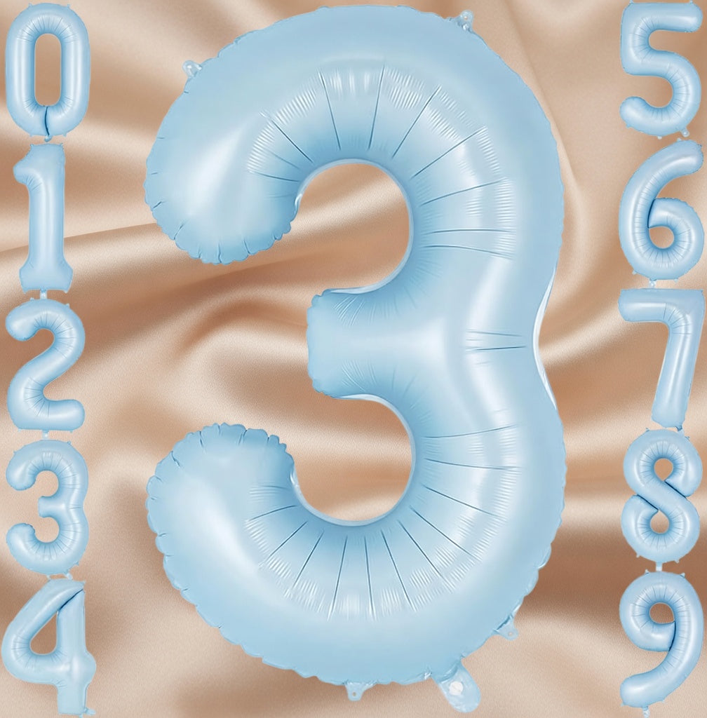 Light blue number 3 balloons, 40-inch large foil number balloons, giant number 3 foil balloons, suitable for 3rd birthdays, baby party decorations, anniversaries, and other occasions. Vatoyum Balloons
