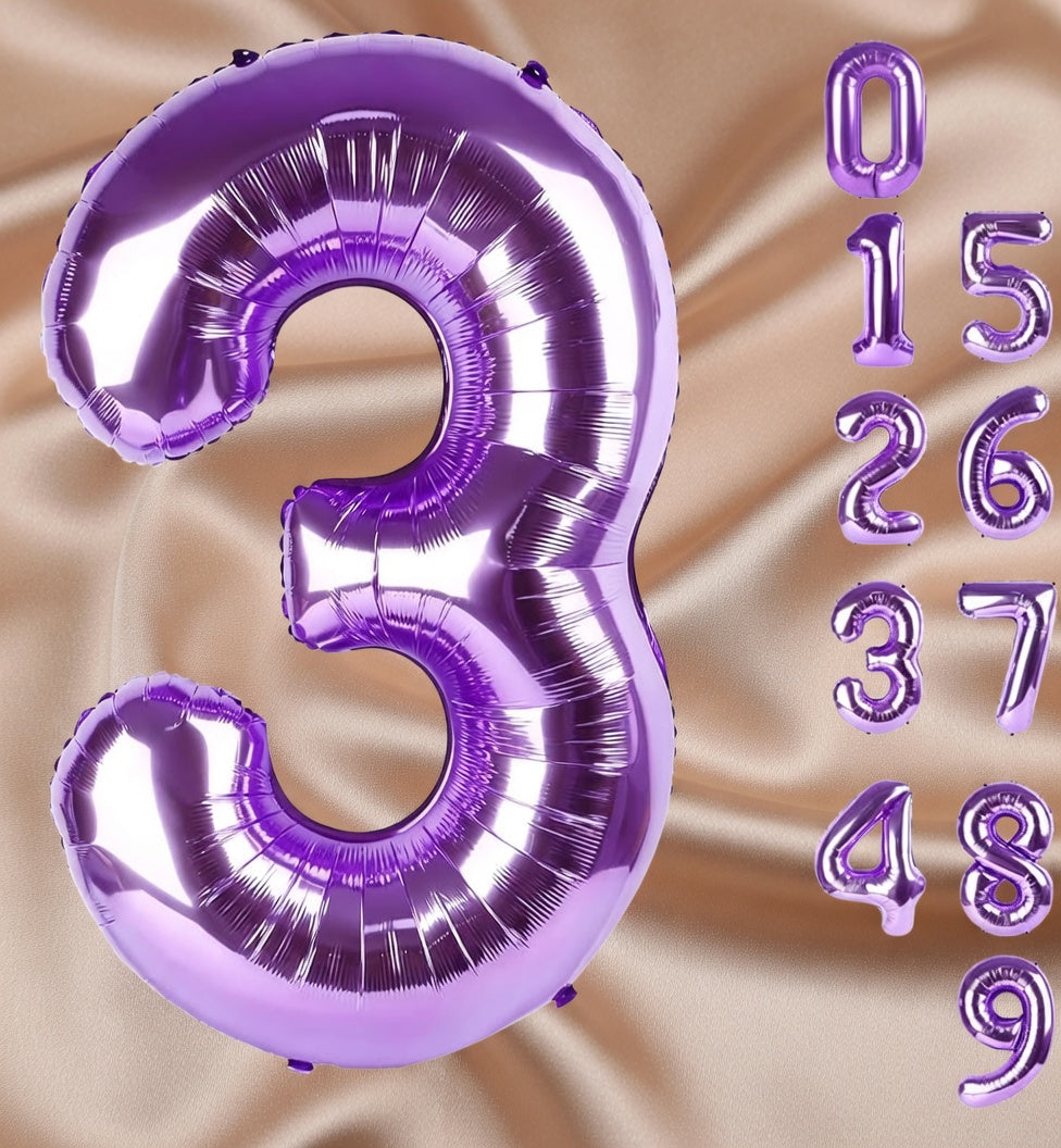 Purple Number Balloon 40 Inch, 0 Number Balloons, 10 20 30 40 50 Numbers Balloon Birthday Decorations, Purple Party Supplies for Girls Women Adults Vatoyum Balloons