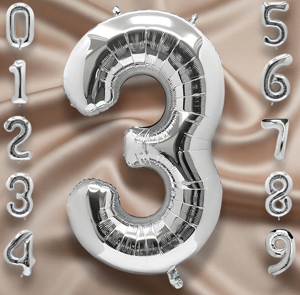 Silver Number 0 Balloon 40 Inch, 0 Balloon Number for 10th 20th 30th 40th 50th 60th Birthday Decorations, Silver Party Supplies Vatoyum Balloons