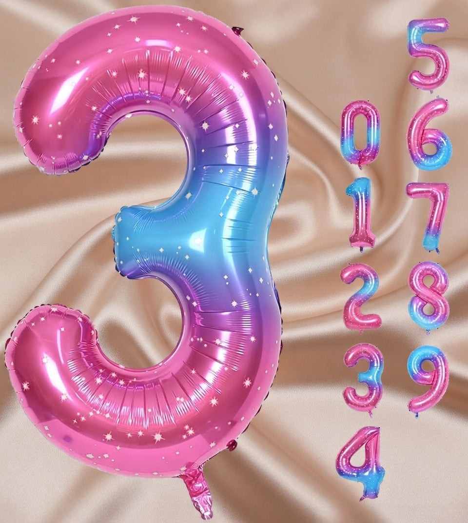 Starry Sky 6 Balloon, Number Balloons 40 Inch, 6th Balloons for Birthday Decorations, Starry Sky Party Supplies 6 Birthday Balloon, Number 6 Balloon Vatoyum Balloons