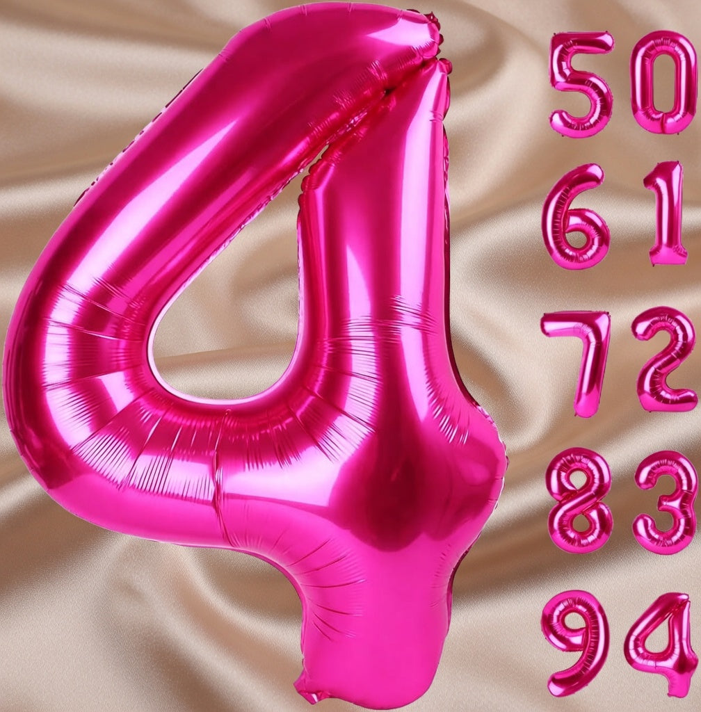 Bright pink #5 balloons, 40-inch number balloons, 5th birthday balloon decorations, bright pink party supplies, #5 number balloons, number 5 balloons Vatoyum Balloons