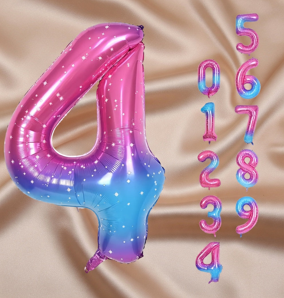 Starry Sky 6 Balloon, Number Balloons 40 Inch, 6th Balloons for Birthday Decorations, Starry Sky Party Supplies 6 Birthday Balloon, Number 6 Balloon Vatoyum Balloons