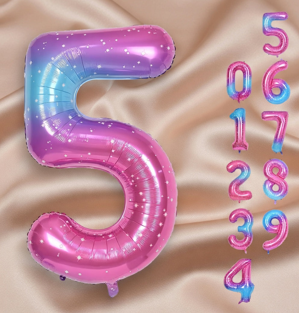 Starry Sky 6 Balloon, Number Balloons 40 Inch, 6th Balloons for Birthday Decorations, Starry Sky Party Supplies 6 Birthday Balloon, Number 6 Balloon Vatoyum Balloons