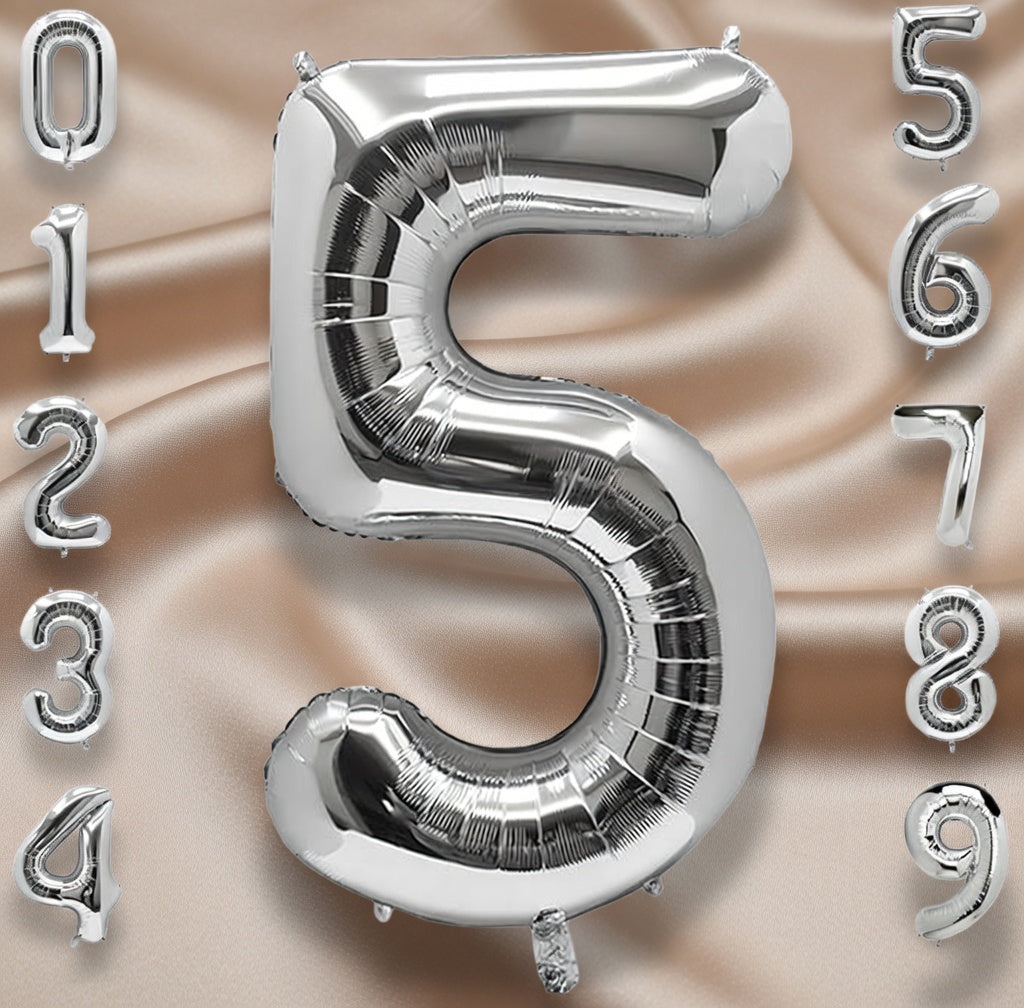 Silver Number 0 Balloon 40 Inch, 0 Balloon Number for 10th 20th 30th 40th 50th 60th Birthday Decorations, Silver Party Supplies Vatoyum Balloons