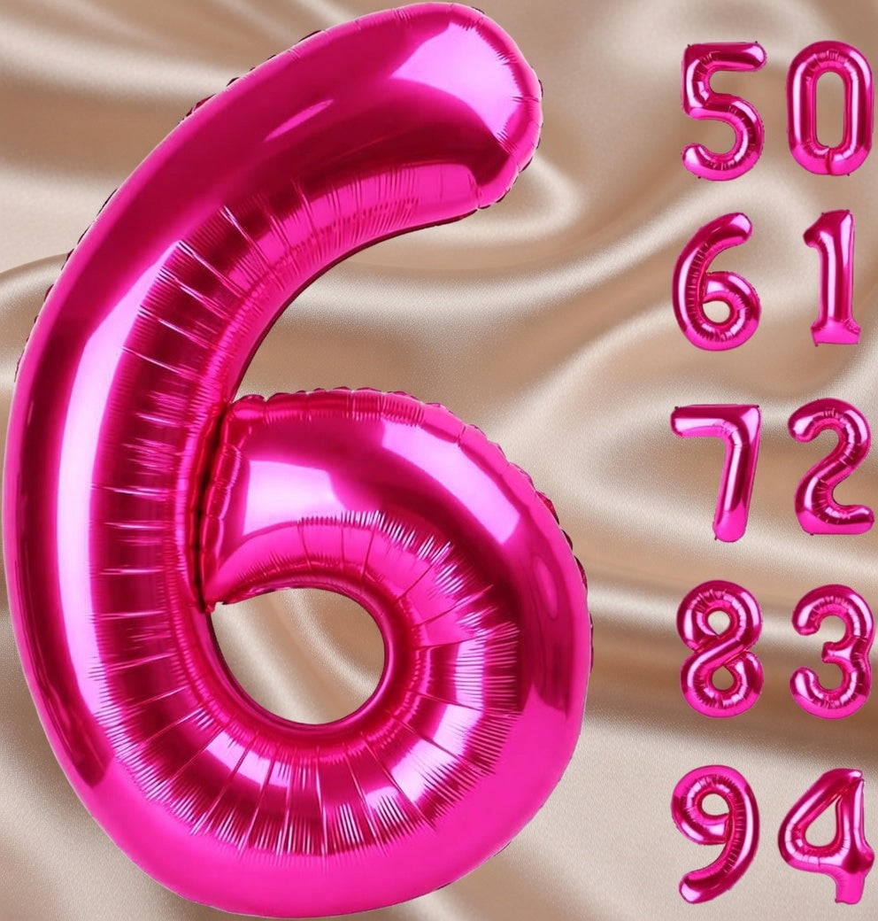 Bright pink #5 balloons, 40-inch number balloons, 5th birthday balloon decorations, bright pink party supplies, #5 number balloons, number 5 balloons Vatoyum Balloons