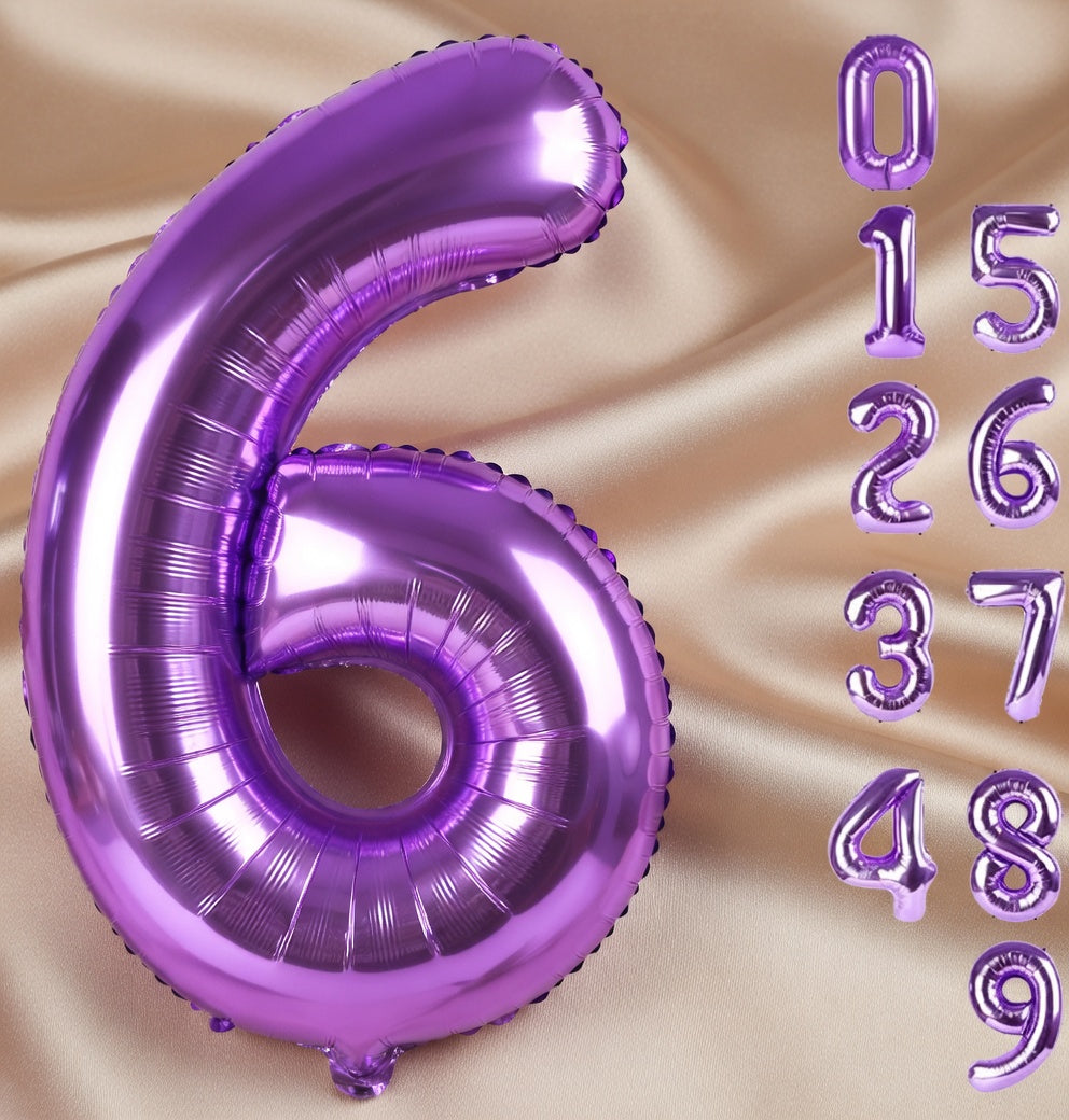 Purple Number Balloon 40 Inch, 0 Number Balloons, 10 20 30 40 50 Numbers Balloon Birthday Decorations, Purple Party Supplies for Girls Women Adults Vatoyum Balloons