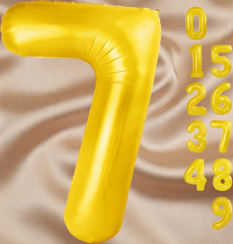 Yellow 7 Balloon, Number Balloons 40 Inch, 7th Birthday Decorations for Girls Kids, Party Decoration for Women, Number 7 Balloon Vatoyum Balloons