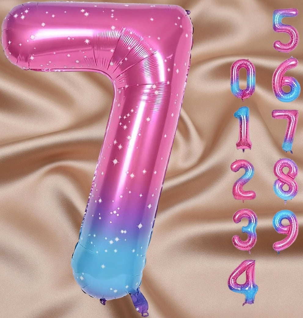 Starry Sky 6 Balloon, Number Balloons 40 Inch, 6th Balloons for Birthday Decorations, Starry Sky Party Supplies 6 Birthday Balloon, Number 6 Balloon Vatoyum Balloons