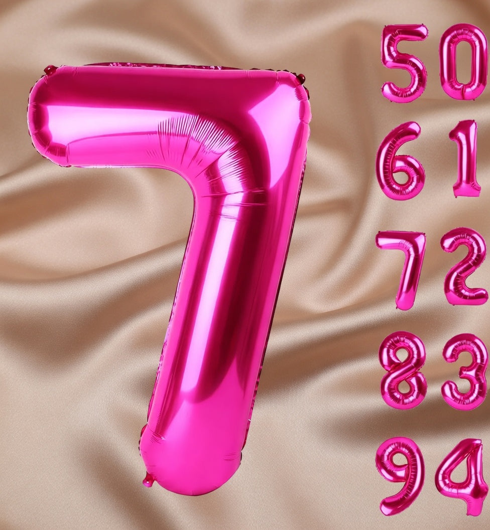 Bright pink #5 balloons, 40-inch number balloons, 5th birthday balloon decorations, bright pink party supplies, #5 number balloons, number 5 balloons Vatoyum Balloons