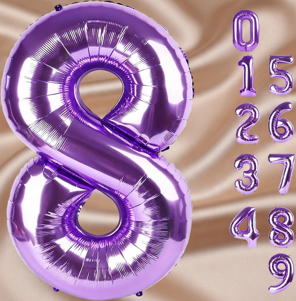 Purple Number Balloon 40 Inch, 0 Number Balloons, 10 20 30 40 50 Numbers Balloon Birthday Decorations, Purple Party Supplies for Girls Women Adults Vatoyum Balloons