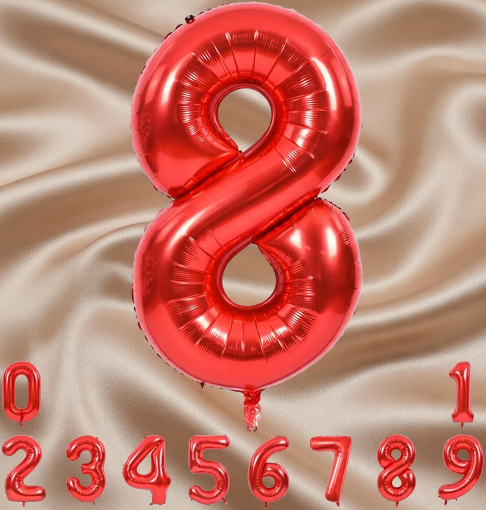 Red Number Balloon 40 Inch, 0 Number Balloons, 10 20 30 40 50 Numbers Balloon Birthday Decorations for Red Party Supplies Vatoyum Balloons