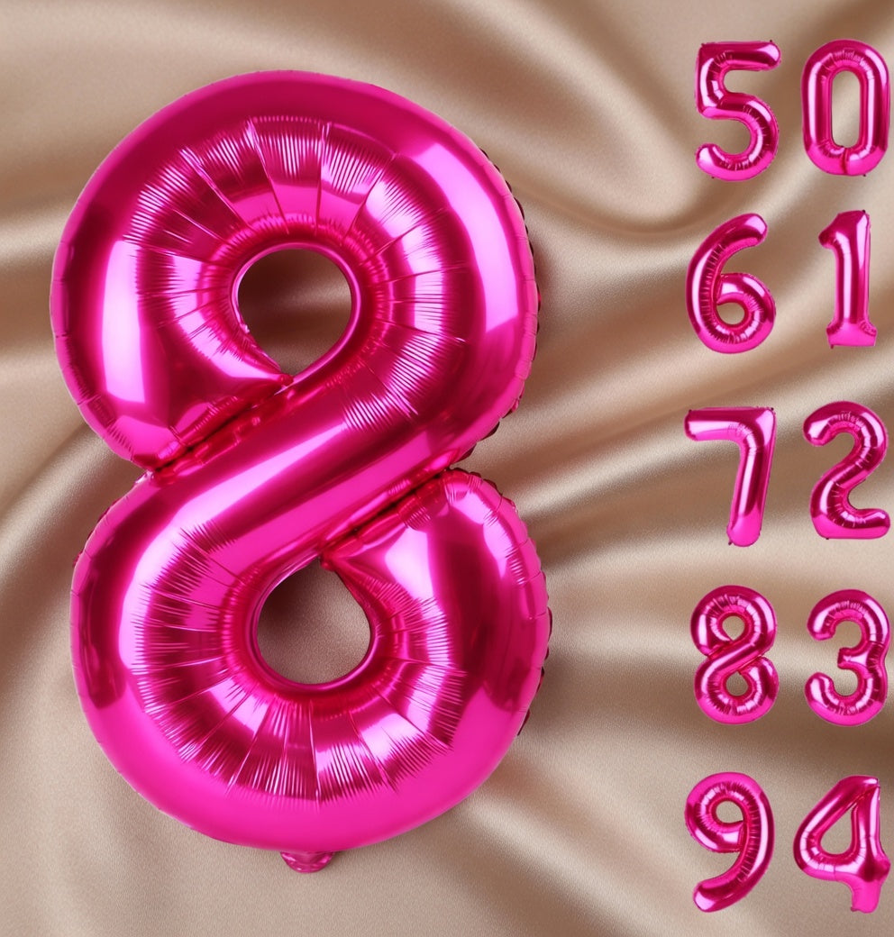 Bright pink #5 balloons, 40-inch number balloons, 5th birthday balloon decorations, bright pink party supplies, #5 number balloons, number 5 balloons Vatoyum Balloons