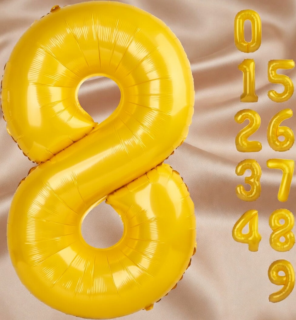 Yellow 7 Balloon, Number Balloons 40 Inch, 7th Birthday Decorations for Girls Kids, Party Decoration for Women, Number 7 Balloon Vatoyum Balloons