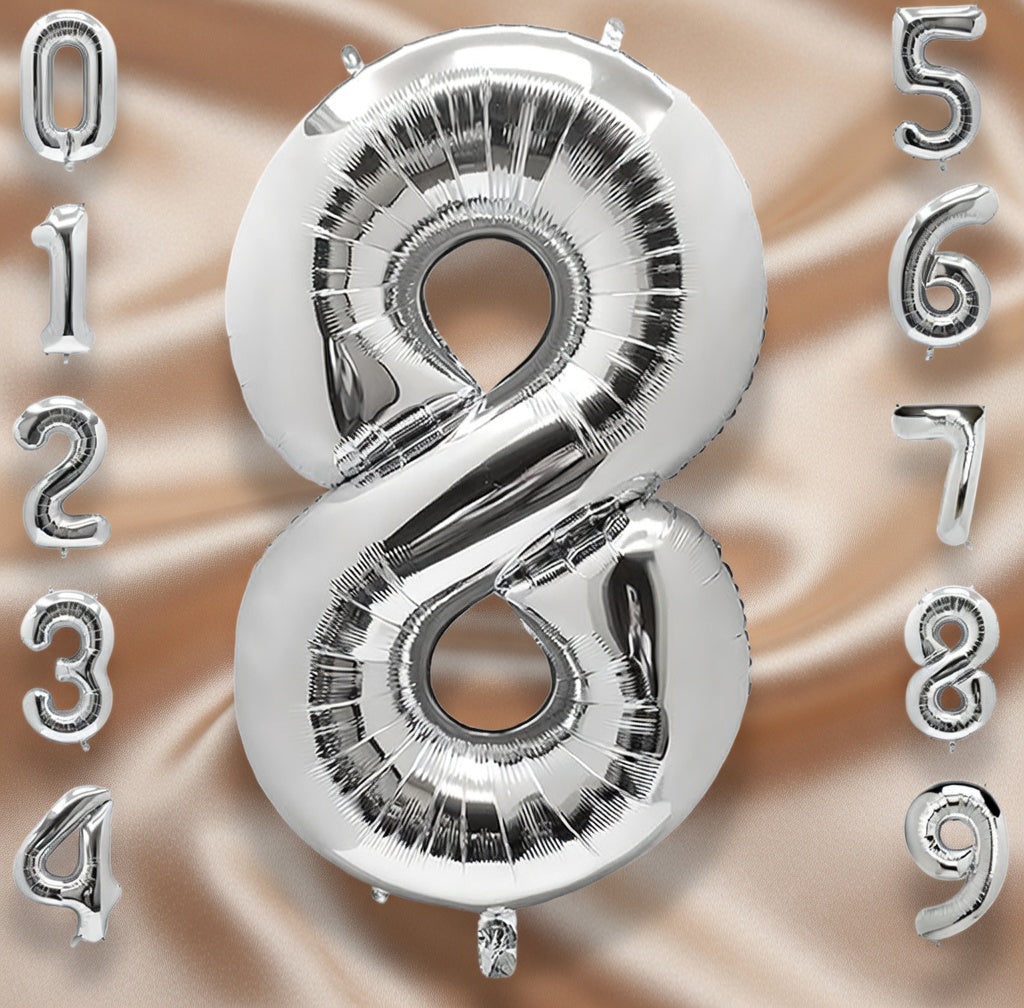 Silver Number 0 Balloon 40 Inch, 0 Balloon Number for 10th 20th 30th 40th 50th 60th Birthday Decorations, Silver Party Supplies Vatoyum Balloons