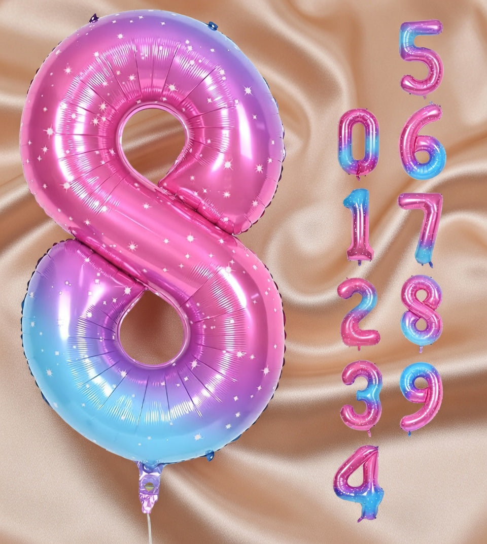 Starry Sky 6 Balloon, Number Balloons 40 Inch, 6th Balloons for Birthday Decorations, Starry Sky Party Supplies 6 Birthday Balloon, Number 6 Balloon Vatoyum Balloons