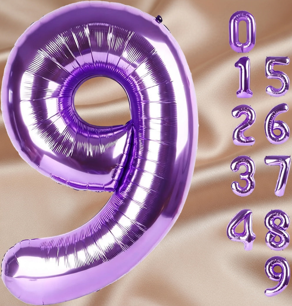 Purple Number Balloon 40 Inch, 0 Number Balloons, 10 20 30 40 50 Numbers Balloon Birthday Decorations, Purple Party Supplies for Girls Women Adults Vatoyum Balloons