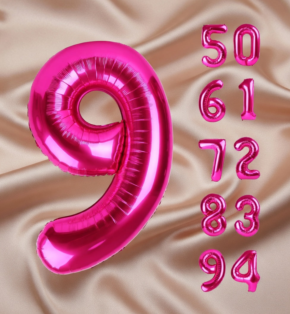 Bright pink #5 balloons, 40-inch number balloons, 5th birthday balloon decorations, bright pink party supplies, #5 number balloons, number 5 balloons Vatoyum Balloons