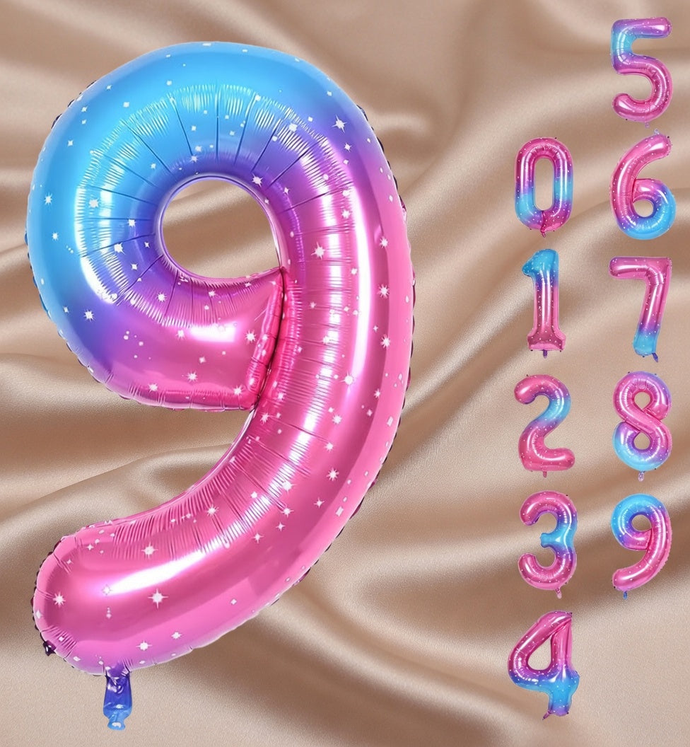 Starry Sky 6 Balloon, Number Balloons 40 Inch, 6th Balloons for Birthday Decorations, Starry Sky Party Supplies 6 Birthday Balloon, Number 6 Balloon Vatoyum Balloons
