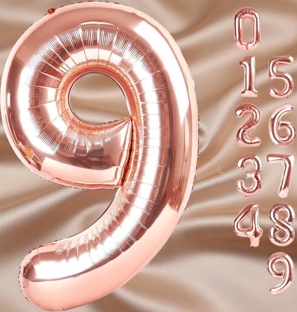 Rose Gold 9 Balloon, Number Balloons 40 Inch, 9th Giant Birthday Decorations for Boys Girls, 19th 29th Party Decorations Supplies, Number 9 Balloon Vatoyum Balloons