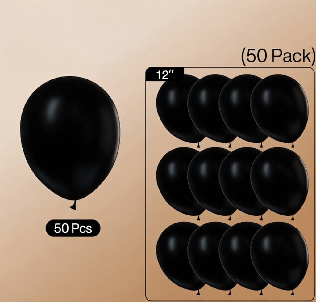 Black Balloons 50 pcs 12 Inch Latex Helium Matte Black Balloons for Baby Shower Birthday Graduation Casino Race Car Anniversary Retirement Pirate Gaming Theme Party Decorations Vatoyum Balloons